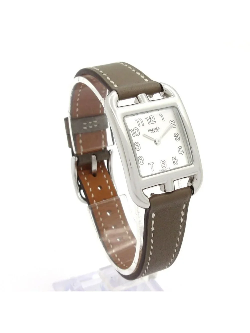 Hermes Watch Cape God Leather Strap Silver